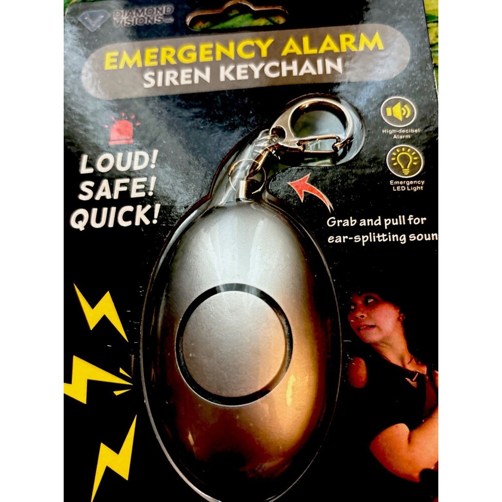 Diamond Visions Emergency Alarm Siren Keychain SOS Alert Panic Button Led Light